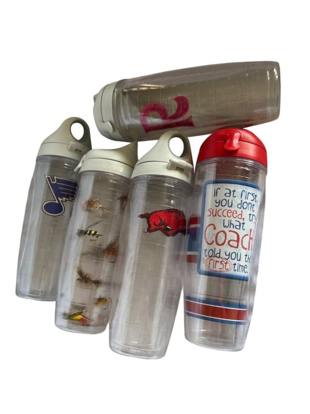 Set Of 5 Tervis Tumblers 20 Oz Lot With Colorful Designs & Lids
